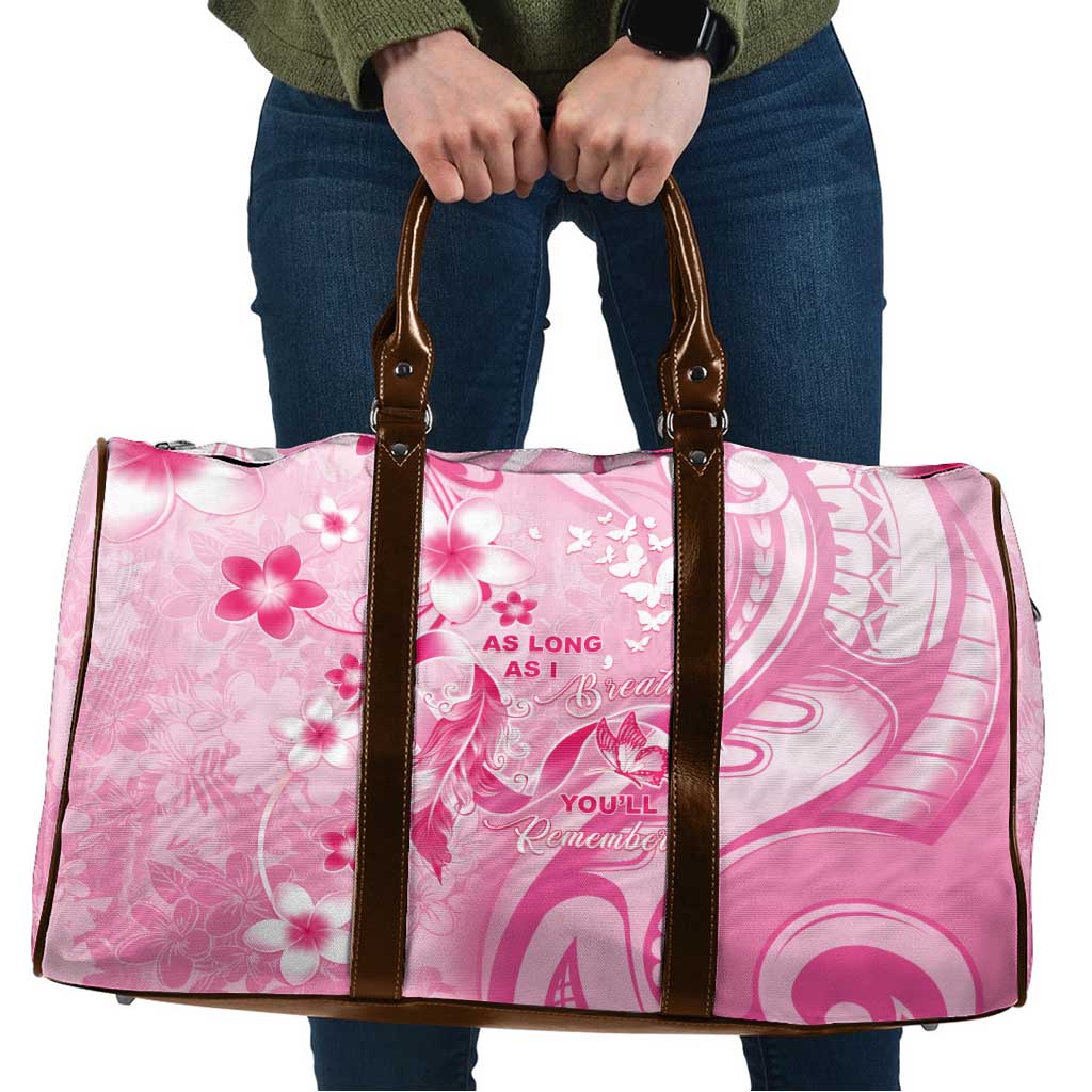 Memorial Pink Breast Cancer Awareness Travel Bag Plumeria Floral Tribal Pattern - Polynesian Pride