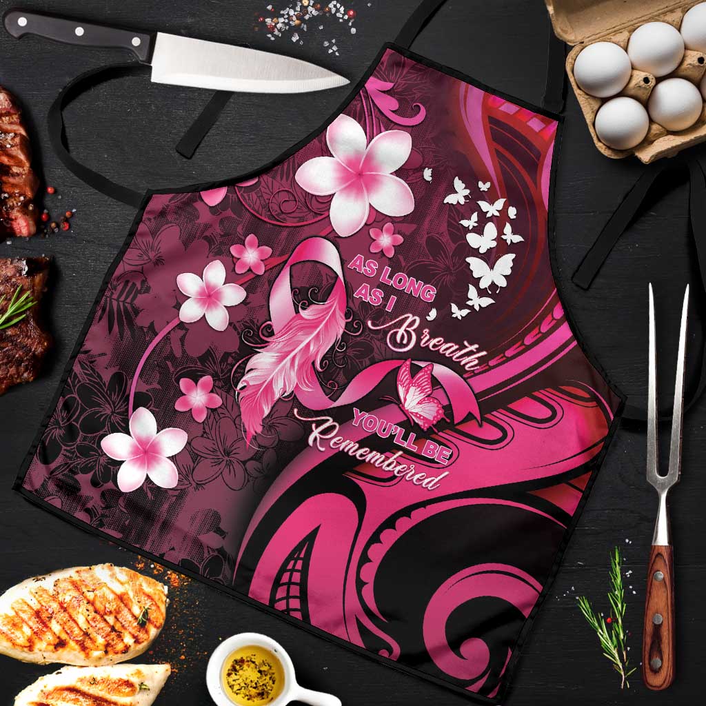 Memorial Breast Cancer Awareness Apron Plumeria Floral Tribal Pattern - Polynesian Pride