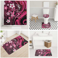 Memorial Breast Cancer Awareness Bathroom Set Plumeria Floral Tribal Pattern - Polynesian Pride