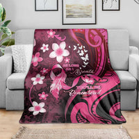 Memorial Breast Cancer Awareness Blanket Plumeria Floral Tribal Pattern - Polynesian Pride