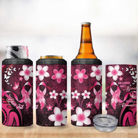 Personalised Memorial Breast Cancer Awareness 4 in 1 Can Cooler Tumbler Plumeria Floral Tribal Pattern - Polynesian Pride