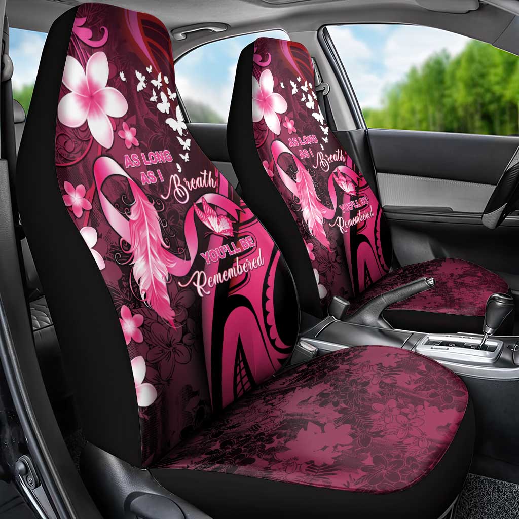 Memorial Breast Cancer Awareness Car Seat Cover Plumeria Floral Tribal Pattern - Polynesian Pride