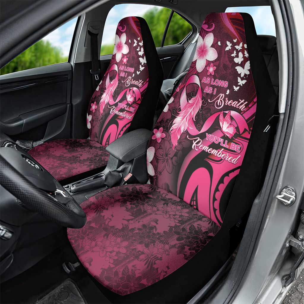 Memorial Breast Cancer Awareness Car Seat Cover Plumeria Floral Tribal Pattern - Polynesian Pride
