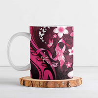 Personalised Memorial Breast Cancer Awareness Ceramic Mug Plumeria Floral Tribal Pattern - Polynesian Pride