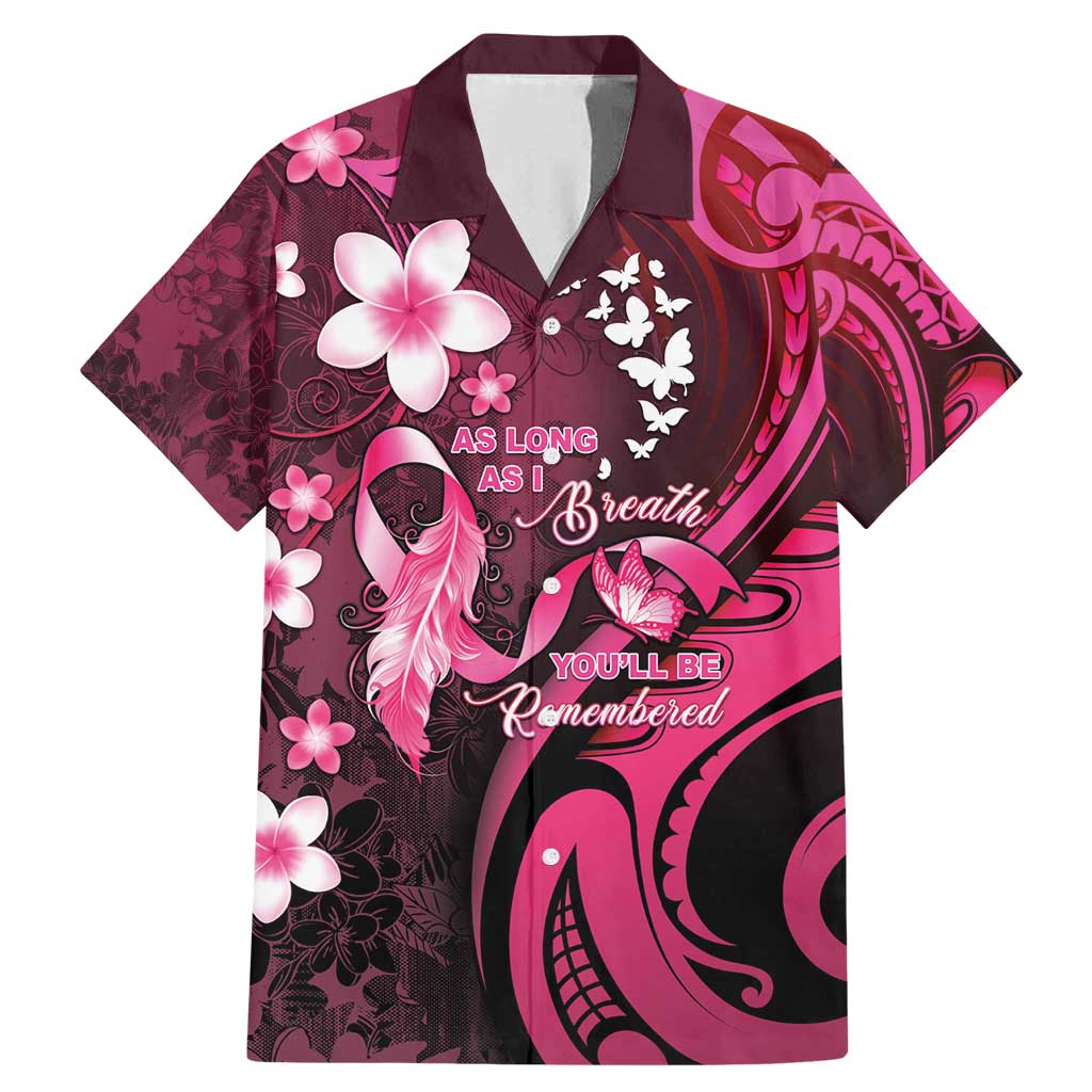 Personalised Memorial Breast Cancer Awareness Family Matching Mermaid Dress and Hawaiian Shirt Plumeria Floral Tribal Pattern - Polynesian Pride