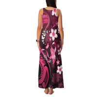 Personalised Memorial Breast Cancer Awareness Family Matching Tank Maxi Dress and Hawaiian Shirt Plumeria Floral Tribal Pattern - Polynesian Pride