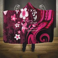 Memorial Breast Cancer Awareness Hooded Blanket Plumeria Floral Tribal Pattern - Polynesian Pride
