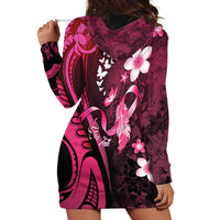 Personalised Memorial Breast Cancer Awareness Hoodie Dress Plumeria Floral Tribal Pattern - Polynesian Pride