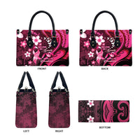 Memorial Breast Cancer Awareness Leather Bag Plumeria Floral Tribal Pattern - Polynesian Pride