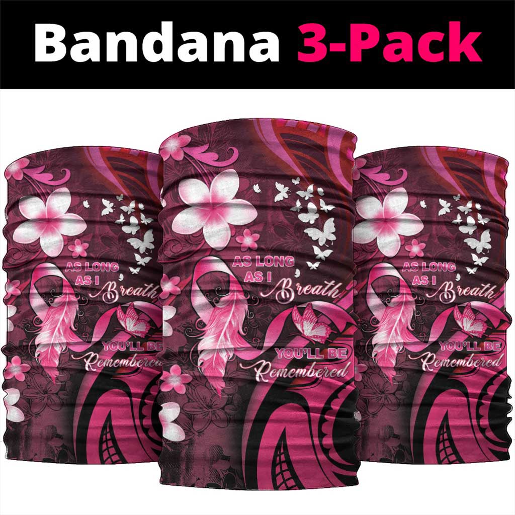 Memorial Breast Cancer Awareness Neck Gaiter Plumeria Floral Tribal Pattern - Polynesian Pride