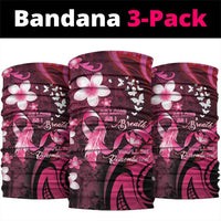 Memorial Breast Cancer Awareness Neck Gaiter Plumeria Floral Tribal Pattern - Polynesian Pride