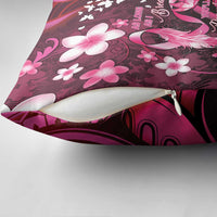 Memorial Breast Cancer Awareness Pillow Cover Plumeria Floral Tribal Pattern - Polynesian Pride