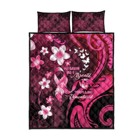Memorial Breast Cancer Awareness Quilt Bed Set Plumeria Floral Tribal Pattern - Polynesian Pride
