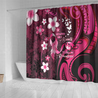 Memorial Breast Cancer Awareness Shower Curtain Plumeria Floral Tribal Pattern - Polynesian Pride