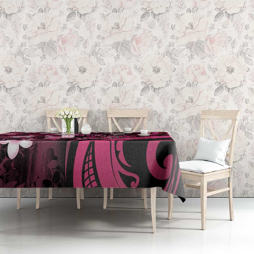 Memorial Breast Cancer Awareness Tablecloth Plumeria Floral Tribal Pattern - Polynesian Pride