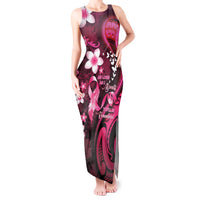 Personalised Memorial Breast Cancer Awareness Tank Maxi Dress Plumeria Floral Tribal Pattern - Polynesian Pride