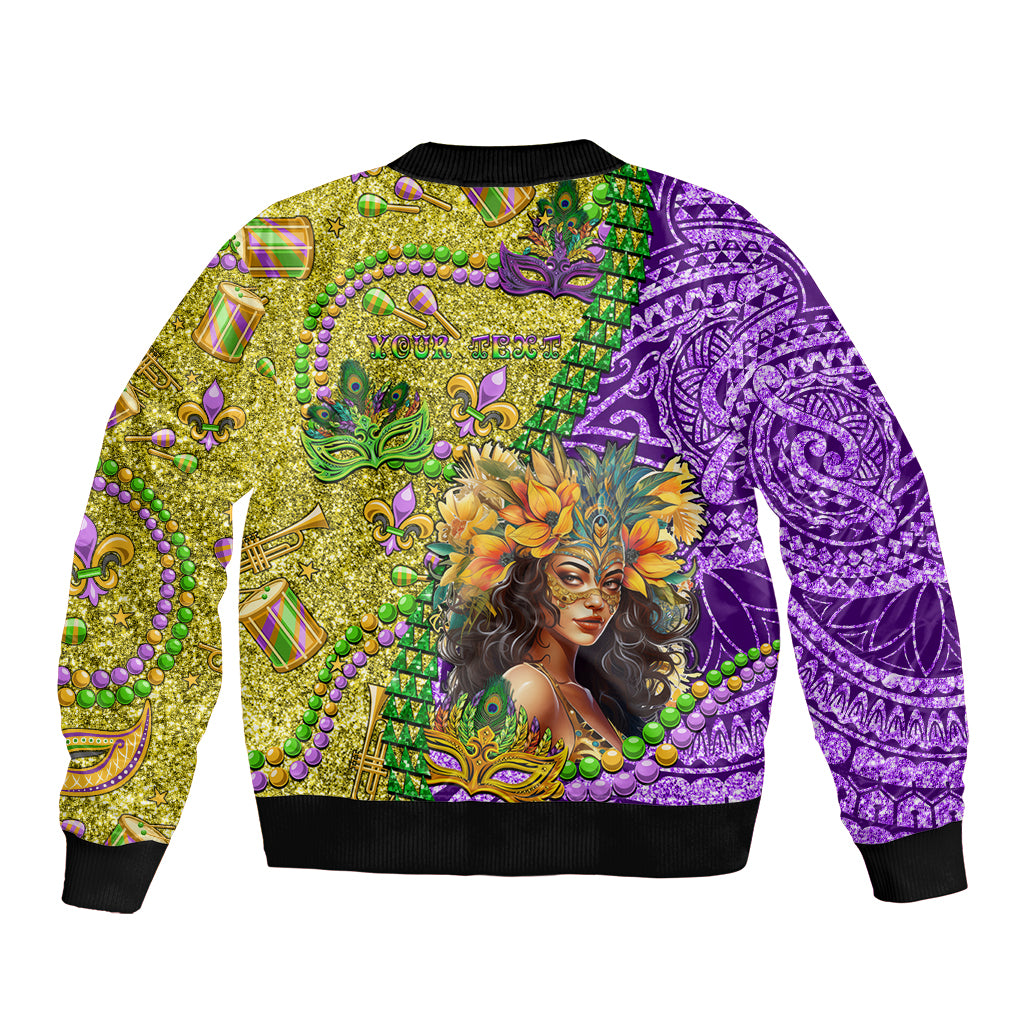 Personalised Hawaii Mardi Gras Bomber Jacket Polynesian Pattern With Glitter Style LT05 - Polynesian Pride