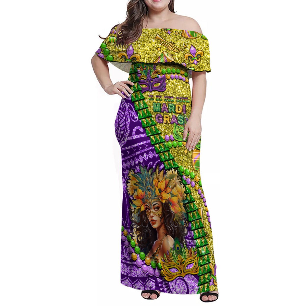 mardi gras maxi dress Women Elegant Party Dress Mardi Gras Harlequin Diamond Carnival Gold Fleur de Lis Boho A-Line Gowns Evening Split Maxi Dresses
