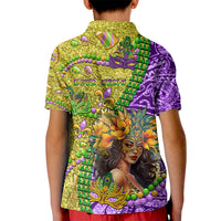 Personalised Hawaii Mardi Gras Kid Polo Shirt Polynesian Pattern With Glitter Style LT05 - Polynesian Pride
