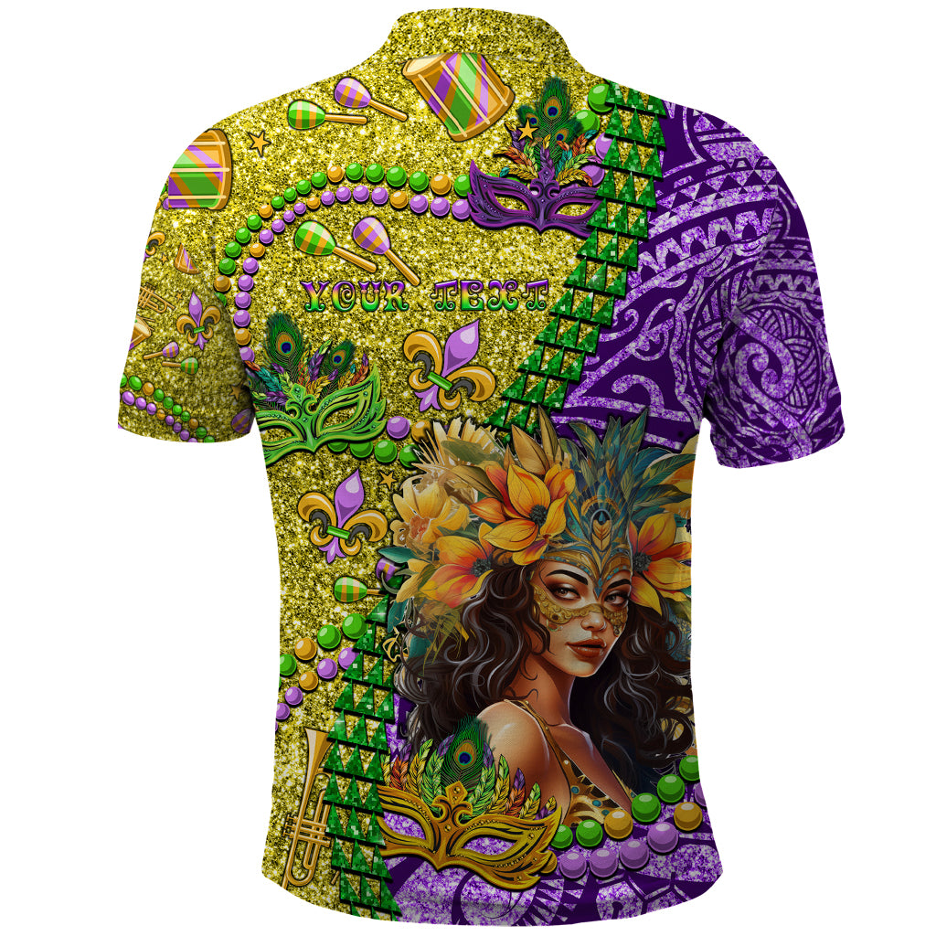 Personalised Hawaii Mardi Gras Polo Shirt Polynesian Pattern With Glitter Style LT05 - Polynesian Pride