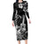 Hawaii Ukulele Family Matching Long Sleeve Bodycon Dress and Hawaiian Shirt Polynesian Pattern Mix Hibiscus Black Version LT05