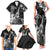 Hawaii Ukulele Family Matching Tank Maxi Dress and Hawaiian Shirt Polynesian Pattern Mix Hibiscus Black Version LT05