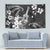 Hawaii Ukulele Tapestry Polynesian Pattern Mix Hibiscus Black Version