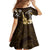 Hawaii Ukulele Family Matching Mermaid Dress and Hawaiian Shirt Polynesian Pattern Mix Hibiscus Gold Version LT05