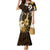 Hawaii Ukulele Family Matching Mermaid Dress and Hawaiian Shirt Polynesian Pattern Mix Hibiscus Gold Version LT05