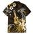 Hawaii Ukulele Family Matching Tank Maxi Dress and Hawaiian Shirt Polynesian Pattern Mix Hibiscus Gold Version LT05