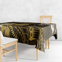 Hawaii Ukulele Tablecloth Polynesian Pattern Mix Hibiscus Gold Version
