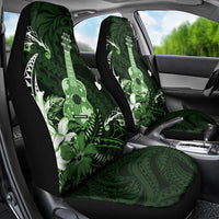 Hawaii Ukulele Car Seat Cover Polynesian Pattern Mix Hibiscus Green Version