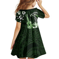 Hawaii Ukulele Family Matching Mermaid Dress and Hawaiian Shirt Polynesian Pattern Mix Hibiscus Green Version LT05