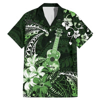 Hawaii Ukulele Family Matching Mermaid Dress and Hawaiian Shirt Polynesian Pattern Mix Hibiscus Green Version LT05