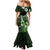 Hawaii Ukulele Family Matching Mermaid Dress and Hawaiian Shirt Polynesian Pattern Mix Hibiscus Green Version LT05