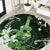 Hawaii Ukulele Round Carpet Polynesian Pattern Mix Hibiscus Green Version