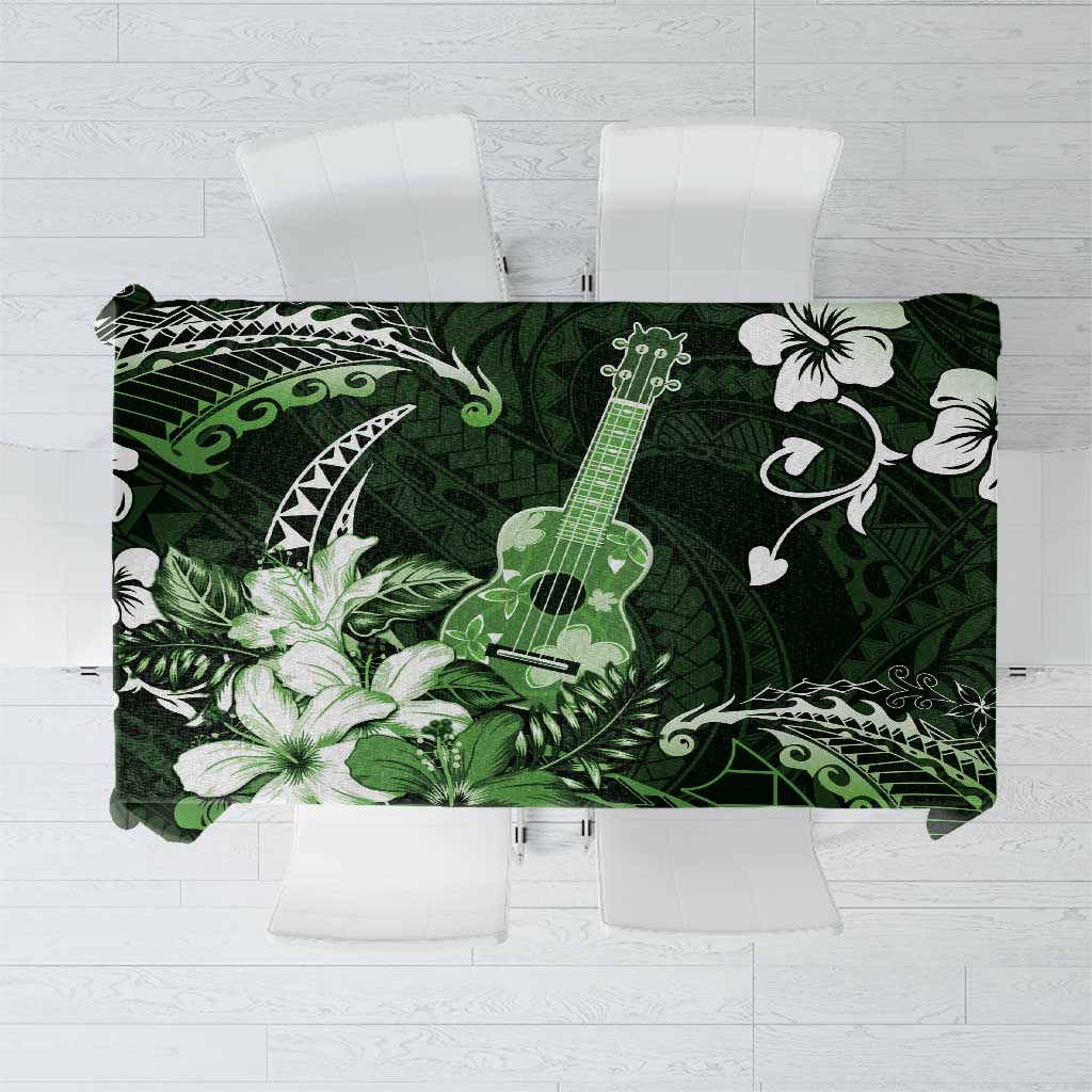 Hawaii Ukulele Tablecloth Polynesian Pattern Mix Hibiscus Green Version LT05 Green - Polynesian Pride