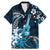 Hawaii Ukulele Family Matching Mermaid Dress and Hawaiian Shirt Polynesian Pattern Mix Hibiscus Blue Version LT05