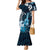 Hawaii Ukulele Family Matching Mermaid Dress and Hawaiian Shirt Polynesian Pattern Mix Hibiscus Blue Version LT05