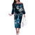 Hawaii Ukulele Family Matching Off The Shoulder Long Sleeve Dress and Hawaiian Shirt Polynesian Pattern Mix Hibiscus Blue Version LT05