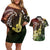 Hawaii Ukulele Couples Matching Off Shoulder Short Dress and Hawaiian Shirt Polynesian Pattern Mix Hibiscus Reggae Version LT05