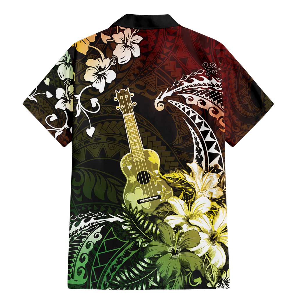 Hawaii Ukulele Family Matching Mermaid Dress and Hawaiian Shirt Polynesian Pattern Mix Hibiscus Reggae Version LT05