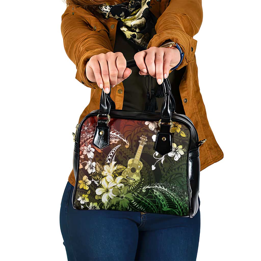 Hawaii Ukulele Shoulder Handbag Polynesian Pattern Mix Hibiscus Reggae Version LT05 One Size Reggae - Polynesian Pride