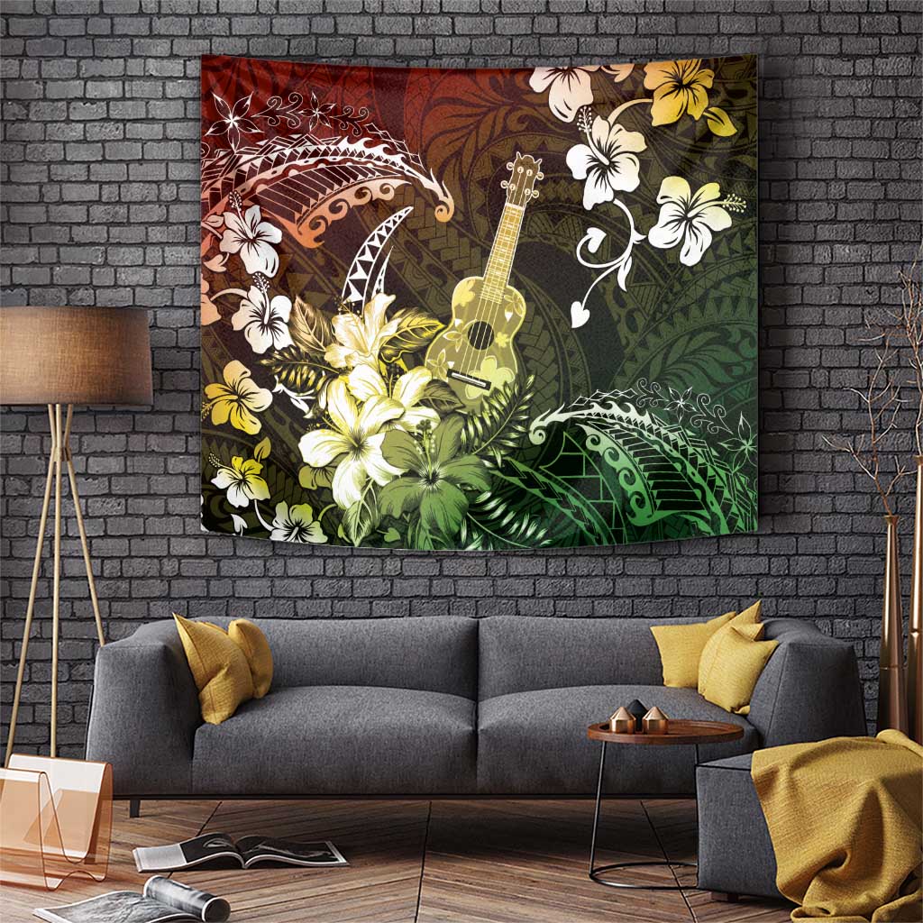 Hawaii Ukulele Tapestry Polynesian Pattern Mix Hibiscus Reggae Version LT05 Reggae - Polynesian Pride