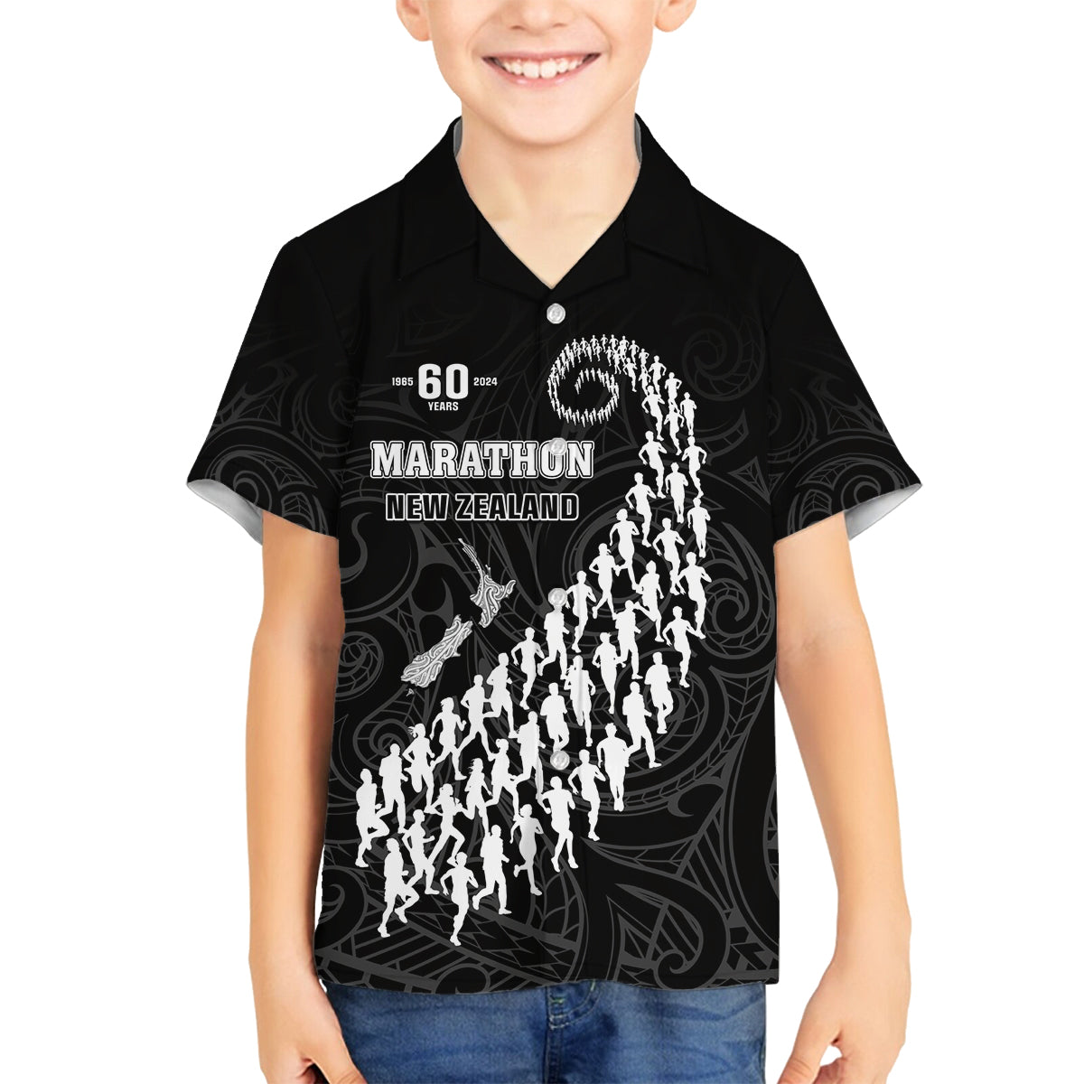 Custom New Zealand Marathon Family Matching Tank Maxi Dress and Hawaiian Shirt Maori Style