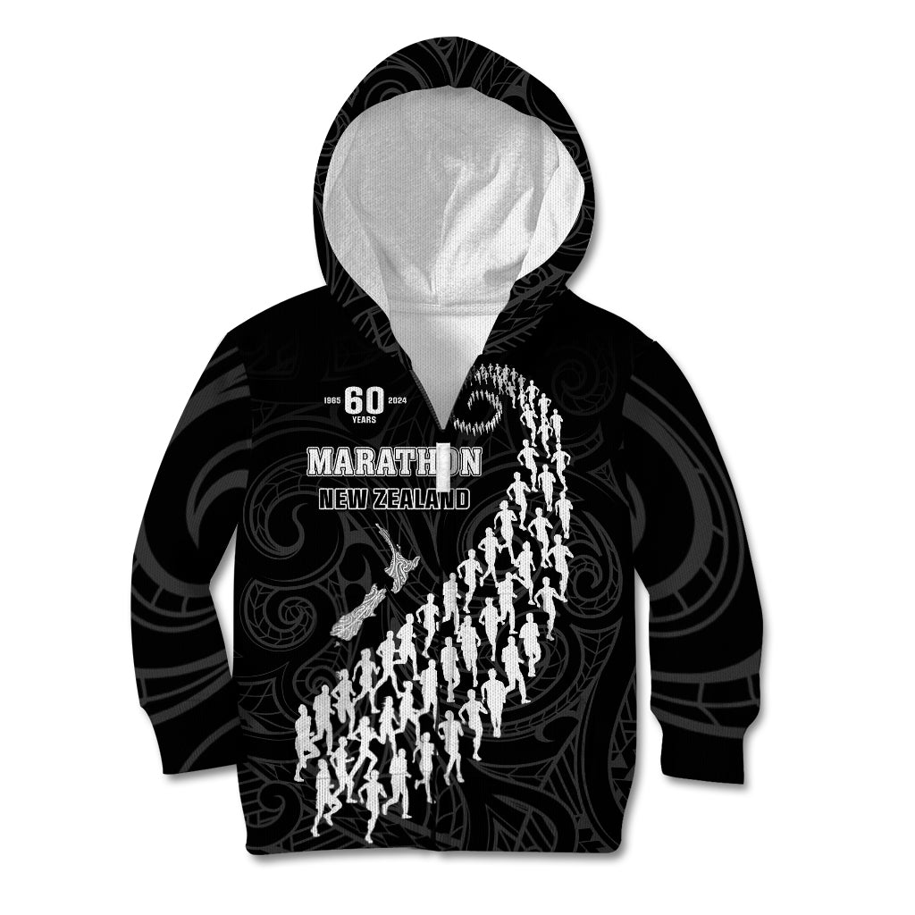 Custom New Zealand Marathon Kid Hoodie Maori Style