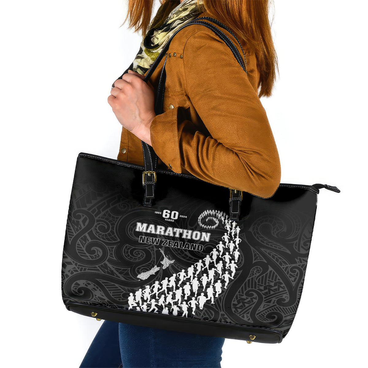 New Zealand Marathon Leather Tote Bag Maori Style