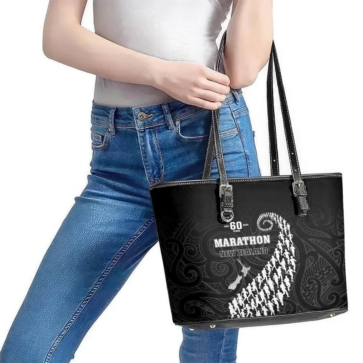 New Zealand Marathon Leather Tote Bag Maori Style