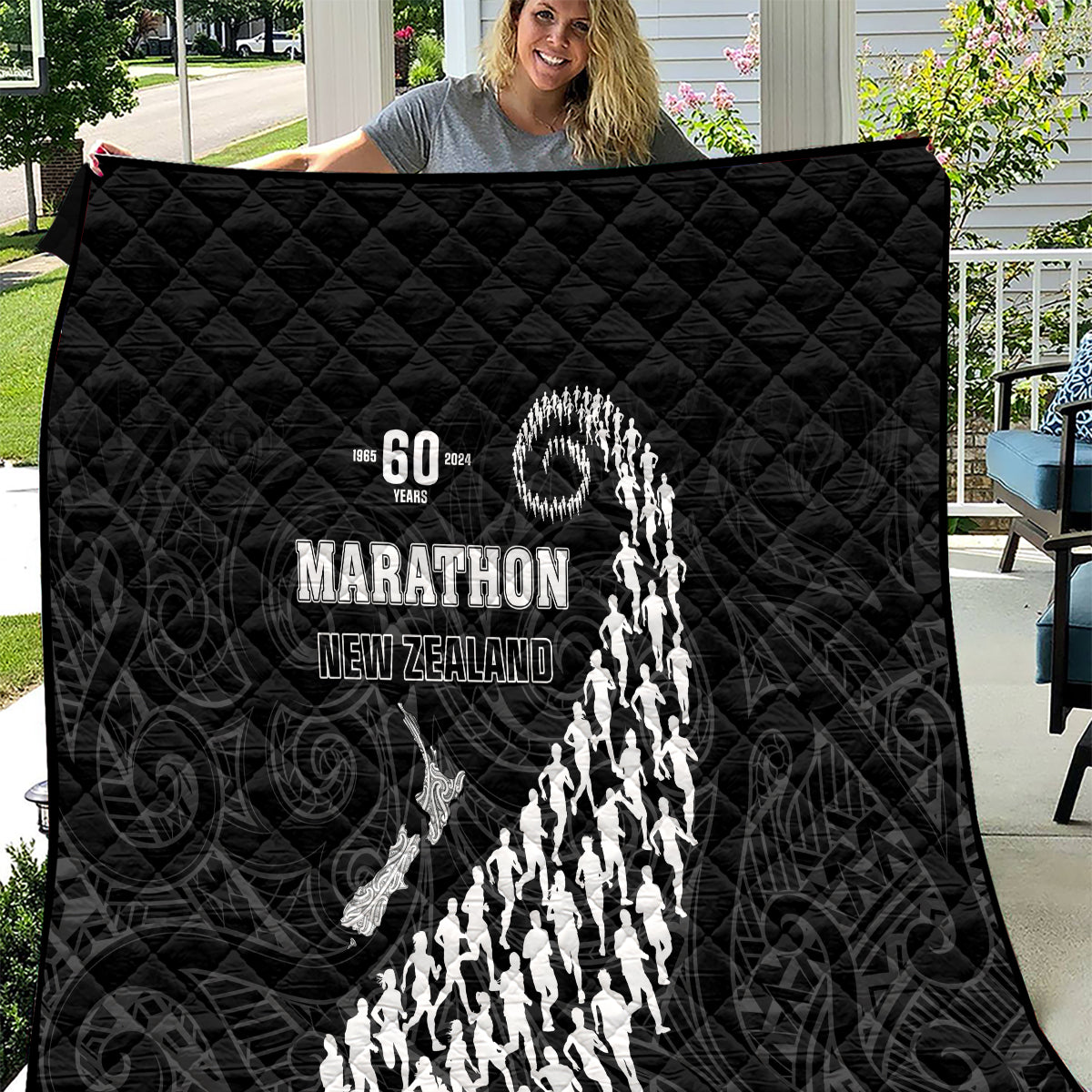 New Zealand Marathon Quilt Maori Style LT05 Black - Polynesian Pride