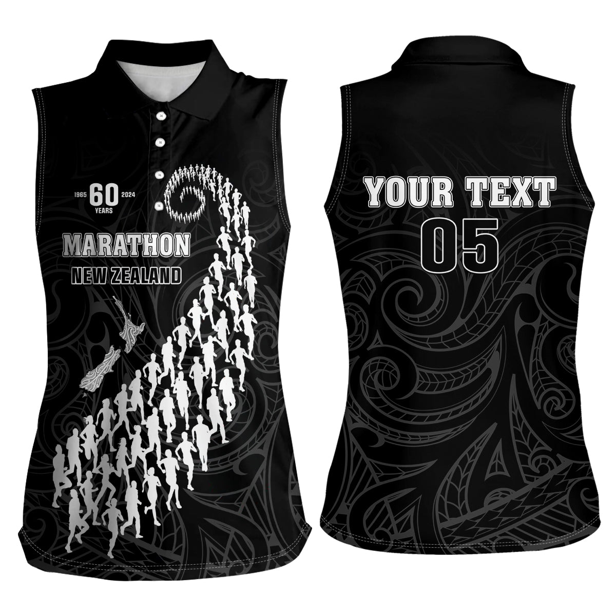 Custom New Zealand Marathon Women Sleeveless Polo Shirt Maori Style